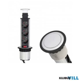   DL Felhúzható asztali elosztó max.3600W alu. 3 aljzat 1,8m 230V IP20 - LIFTBOX-ALU-3DE-01