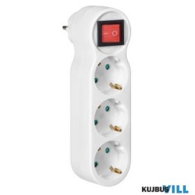   ORNO 3x2P+E (Schuko) aljzatelosztó központi kapcsolóval és dugóval a tetején OR-AE-13254(GS)