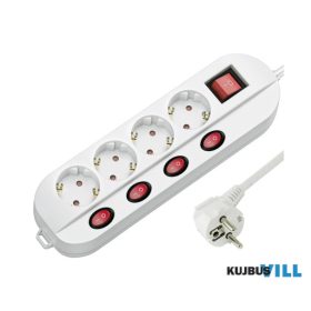   Technik Professional Elosztó 4 utas 1,5m kábel 1,5mm2 rézkábel 4+1 kapcsoló 16A