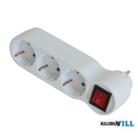   UltraTech elosztó, 3 dugalj kapcsolóval , fehér, műa. 16A/250V, gyerekvéd. - UT-AD119WH