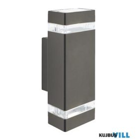  ALADDIN 1002-2GY-LED Sheffield Outdoor Wall Light - Grey Metal, Glass & Polycarb