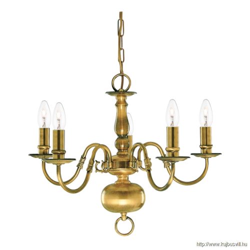 ALADDIN 1019-5AB Flemish 5Lt Pendant - Antique Brass