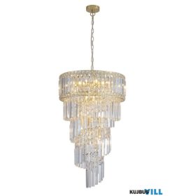   ALADDIN 10658-10SB Lux & Belle 10Lt Pendant, Satin Brass Metal & Clear Crystal