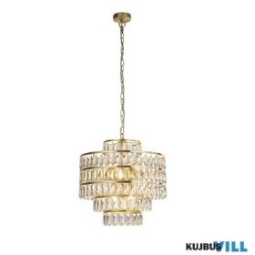   ALADDIN 10766-450SB Lux&Belle 9LTPendant-SatinBrass Metal&Clear PearDrop Crystal