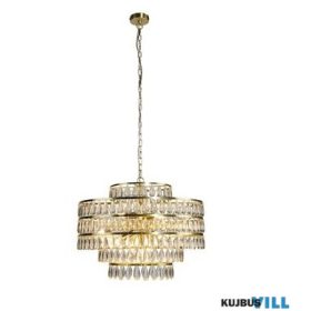   ALADDIN 10767-600SB Lux&Belle 12LTPendant-SatinBrass Metal&Clear PearDropCrystal