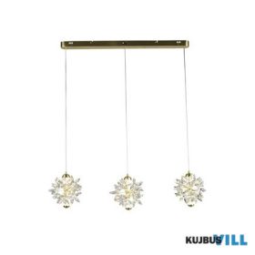   ALADDIN 10810-3SB Lux&Belle LED 3LT Bar Pendant-SatinBrass Metal&Clear Crystal