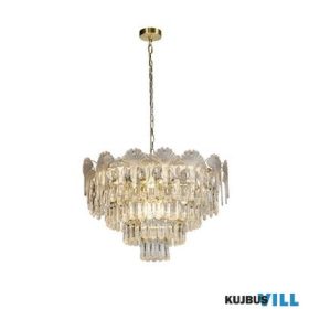   ALADDIN 10815-620CL Lux&Belle 8LT Pendant-Satin Brass Metal & Clear Glass