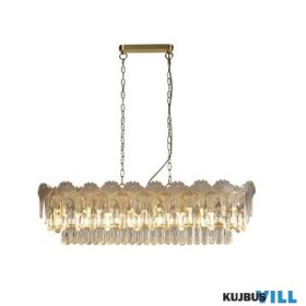   ALADDIN 10816-8CL Lux&Belle 8LT Oval BarPendant-SatinBrass Metal&Clear Cyrstal