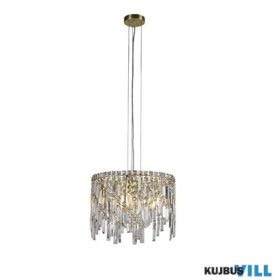   ALADDIN 10817-450SB Lux&Belle 5LT Pendant-Satin Brass Metal & Clear Crystal