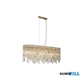   ALADDIN 10818-8SB Lux&Belle 8LT Bar Pendant -SatinBrass Metal & Clear Crystal