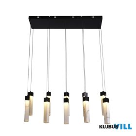   ALADDIN 10879-10BK Moonbeam 10Lt Pendant, Black Metal > Marbleised Resin