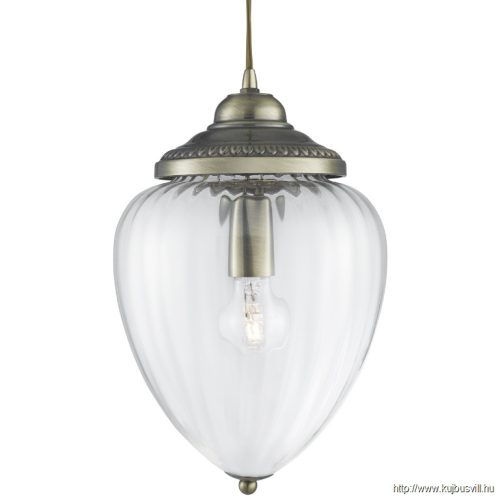 ALADDIN 1091AB Moscow Pendant - Antique Brass > Ribbed Glass