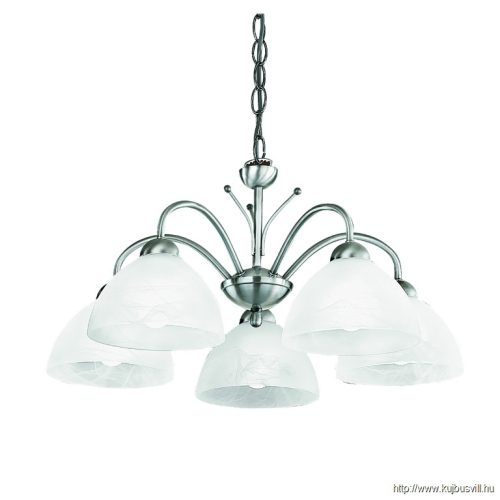 ALADDIN 1135-5SS Milanese 5Lt Pendant- Satin Silver > Alabaster Glass