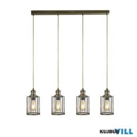   ALADDIN 1164-4AB Pipes  4Lt Bar Pendant - Antique Brass Metal > Seeded Glass