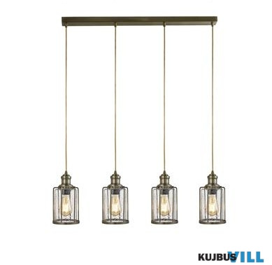 ALADDIN 1164-4AB Pipes  4Lt Bar Pendant - Antique Brass Metal > Seeded Glass