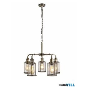   ALADDIN 1265-5AB Pipes  5Lt Pendant - Antique Brass Metal > Seeded Glass