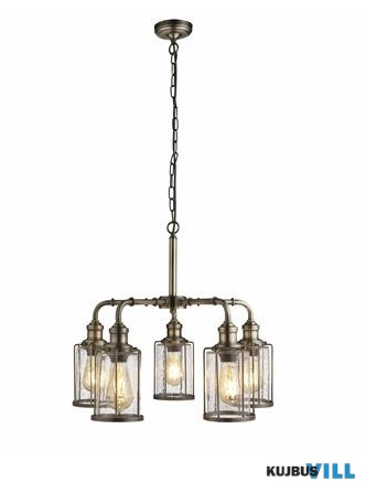 ALADDIN 1265-5AB Pipes  5Lt Pendant - Antique Brass Metal > Seeded Glass