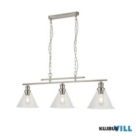   ALADDIN 1277-3SS Pyramid 3Lt Bar Pendant - Satin Silver Metal > Glass