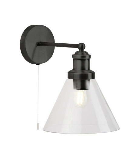 ALADDIN 1277BK Pyramid Wall Light - Black Metal > Glass Shades