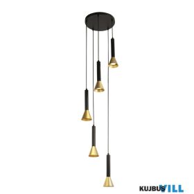  ALADDIN 13611-5BGO Signal 5Lt Multi-Drop Pendant - Black > Gold Metal