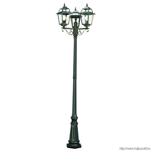 ALADDIN 1528-3 New Orleans 3Lt 230cm Outdoor Post - Black Gold, Glass, IP44