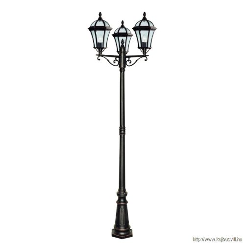 ALADDIN 1569-3 Capri 3Lt Outdoor Post - Aluminium, Rustic Brown > Glass