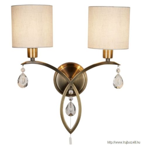 ALADDIN 1602-2AB Alberto 2Lt Wall Light - Antique Brass > Linen Shades