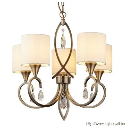 ALADDIN 1605-5AB Alberto 5Lt Pendant- Antique Brass, Crystal > Linen Shades