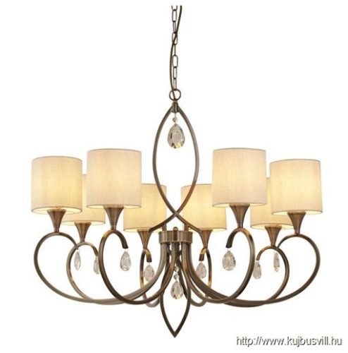 ALADDIN 1608-8AB Alberto 8Lt Pendant- Antique Brass > Linen Shades