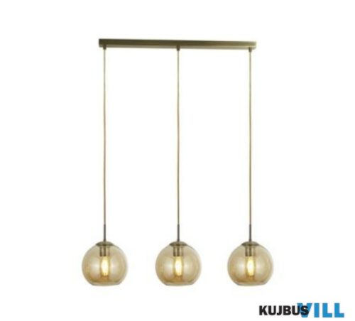 ALADDIN 1623-3AM Balls 3Lt Bar Pendant - A Brass > Amber Glass