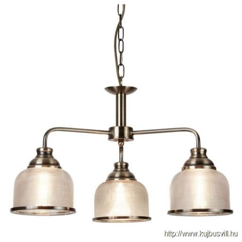 ALADDIN 1683-3AB Bistro II 3Lt Pendant- Brass > Holophane Style Glass