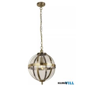   ALADDIN 1717-25AB Lux & Belle 25cm Pendant - Antique Brass Metal & Clear Glass