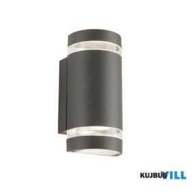   ALADDIN 2002-2GY-LED Sheffield Outdoor 2Lt Wall Light - Grey, Glass & Polycarb
