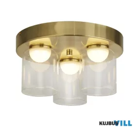   ALADDIN 23083-3SB Highball LED 3Lt Flush , Satin Brass & Clear Glass IP44