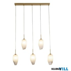   ALADDIN 23145-5SB Rocky 5Lt Bar Pendant, Satin Brass Metal  > Glass