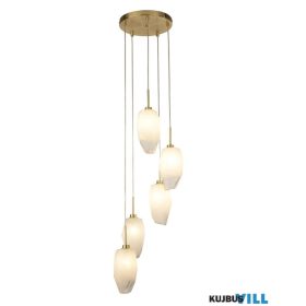   ALADDIN 23146-5SB Rocky 5Lt Multi Drop  Pendant, Satin Brass Metal  > Glass