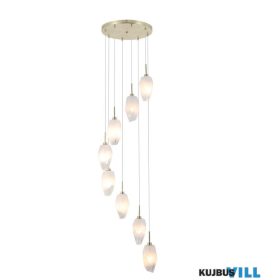   ALADDIN 23147-8SB Rocky 8Lt Multi Drop Pendant, Satin Brass Metal  > Glass
