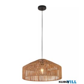   ALADDIN 23210-50BK Lux & Belle Pendant - Black Metal & Natural Jute Effect