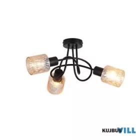   ALADDIN 23603-3BK Knot 3Lt Ceiling Lamp, Black Metal with Amber Glass Shade