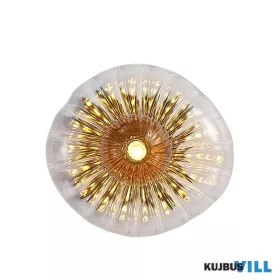   ALADDIN 24122-1BK Sunbeam 1lt Wall Light, Clear and Amber Ribbed Glass
