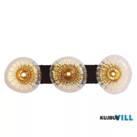   ALADDIN 24122-3BK Sunbeam 3lt Wall Light, Clear and Amber Ribbed Glass