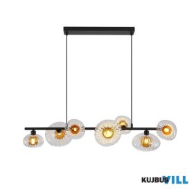   ALADDIN 24123-7BK Sunbeam 7lt Pendant, Clear and Amber Ribbed Glass