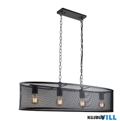 ALADDIN 2484-4BK Fishnet 4Lt Oval Pendant - Black Metal Mesh