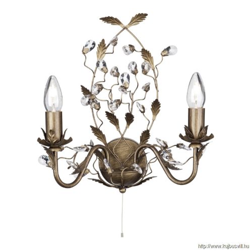 ALADDIN 2492-2BR Almandite 2Lt Wall Light - Brown Gold Metal > Clear Crystal