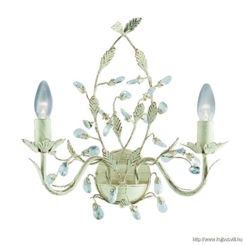 ALADDIN 2492-2CR Alamandite 2Lt Wall Light - Cream Gold Leaves > Clear Crysta