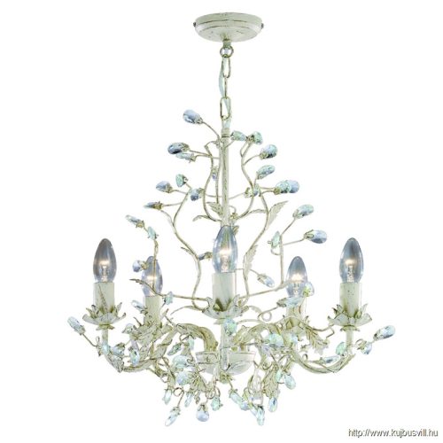 ALADDIN 2495-5CR Alamandite 5Lt Pendant - Cream Gold Leaves > Clear Crystal