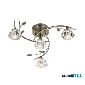   ALADDIN 2634-4AB Sierra 4Lt Semi-Flush Ceiling Light - Antique Brass & Glass