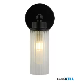  ALADDIN 29981BK Imperial 1Lt Wall Light, Matt Black Metal & Clear Ribbed Gla