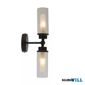   ALADDIN 29982BK Imperial 2Lt Wall Light, Matt Black Metal & Clear Ribbed Gla