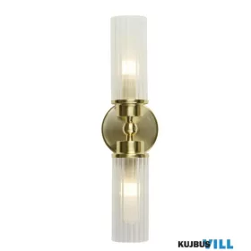   ALADDIN 29982SB Imperial 2Lt Wall Light, Satin Brass Metal & Clear Ribbed Gl
